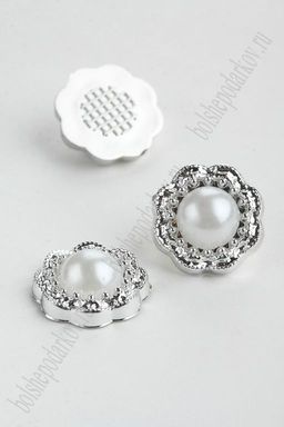 Кабошоны флоризель пластик 18 мм (30 шт) SF-2682, серебро