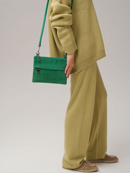 Замшевая сумка Deboro 3017 зеленый изумруд