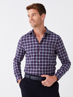 Regular Fit Uzun Kollu Ekose Gabardin Erkek G?mlek