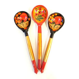 Ложка дер. детская ТРАДИЦИОННАЯ (рисунок с золотом) роспись арт. П12968, 6402