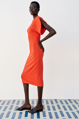 VESTIDO MIDI VOLUMEN / Naranja - Zara фото 3