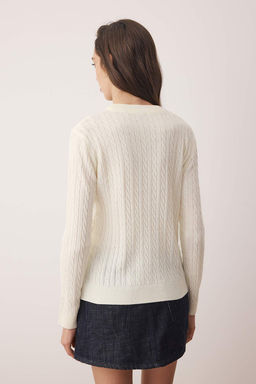 Ekru At Nak?sl? Sac Orgu Ince Triko Kazak TWOAW26KZ00122 - Trendyolmilla фото 4