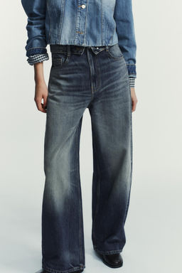 TRF FOLDED WAISTBAND MID-WAIST JEANS