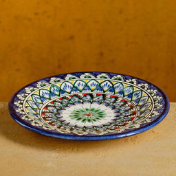 Тарелка Риштанская Керамика «Цветы», d=17 см, керамика, узор микс, синяя