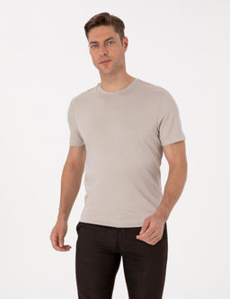 Ta_ Regular Fit Kal_n Dokulu Bisiklet Yaka Basic Ti__rt