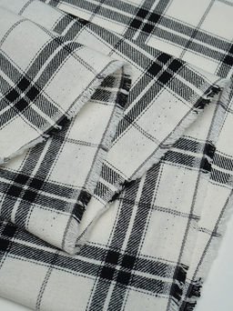 Фуле "Клетка" цв.белый/черный, ш.1.45м, хлопок-100%, 170гр/м.кв