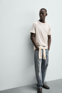 CAMISETA LINO - ALGOD?N / Blanco roto - Zara фото 6