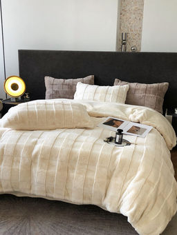 КПБ меховое MENCY с простыней и наволочками MENMEX ЧЕРНЫЙ