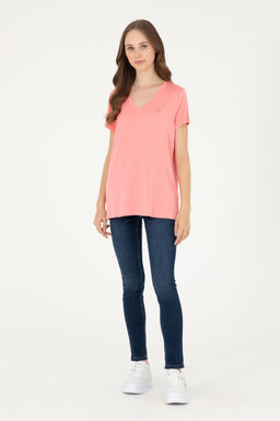 Женская неоново-розовая базовая футболка Неожиданная скидка в корзине - U.s. polo assn фото 4