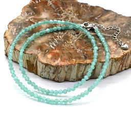 Чокер из улексита с эффектом кошачьего глаза шарик граненый 3мм цвет яркий мятный, 40см Радуга камня