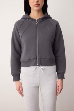 Antrasit Regular/Normal Kal?p Crop Orme Sweatshirt TWOAW26SW00045