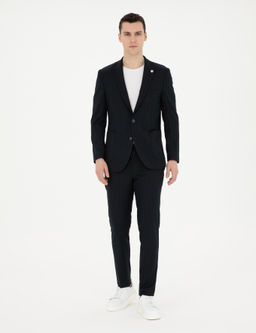 Lacivert Ex. Slim Fit _izgili Tak_m Elbise