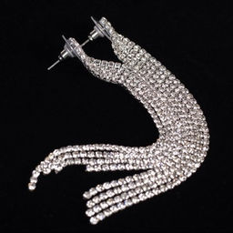 Серьги длинные со стразами 11,5 см / 181-6284 /уп 24/серебро - Галеонтрейд фото 3