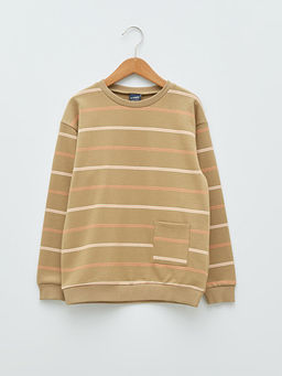 Bisiklet Yaka ?izgili Uzun Kollu Erkek ?ocuk Sweatshirt