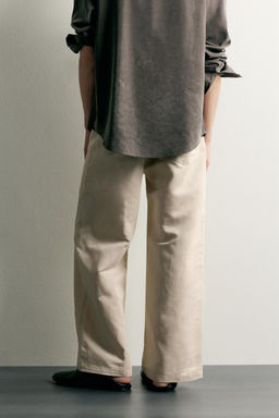 PANTAL?N RELAXED FIT ALGOD?N - LINO / Beige - Zara фото 2