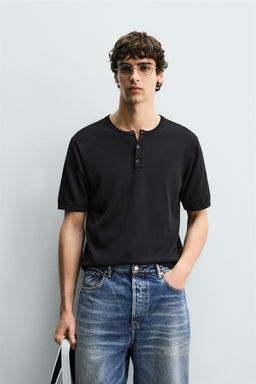 CAMISETA PUNTO CUELLO PANADERO / Negro - Zara фото 2