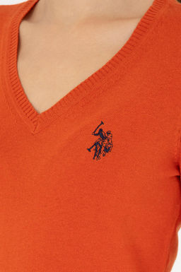 Женский базовый свитер с v-образным вырезом кирпичного цвета Неожиданная скидка в корзине - U.s. polo assn фото 7