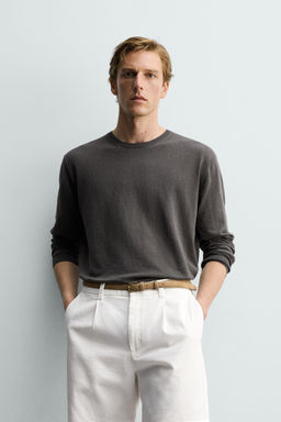 JERSEY REGULAR FIT ALGOD?N - LINO / Gris - Zara фото 2