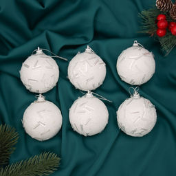 Ёлочные игрушки Боаз, шары новогодние, d=6 см, набор 6 шт., белый
