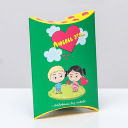 Цена за 10 шт. Коробка складная Любовь это, зеленая, 11 х 8 х 2 см