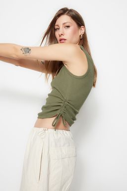 Haki-Bej 2li Paket Buzgu Detayl? Havuz Yaka Fitilli Esnek Orme Atlet TWOSS21AL0195