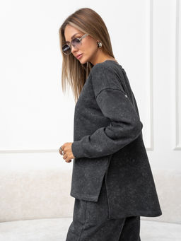 Эффект варенки! очень крутой лонгслив свитшот футер 3-х нитка петля ,графитовый - Binita фото 12