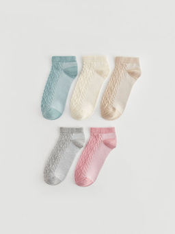 Kendinden Desenli Kad?n Patik ?orap 5li