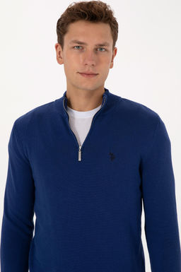 Erkek Slim Fit Yar_m Fermuarl_ _ndigo Basic Kazak - U.s. polo assn фото 2
