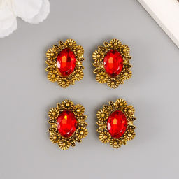 Декор для творчества металл пряжка «Кристалл в цветах», набор 4 шт., 2.5×2.3×1 см