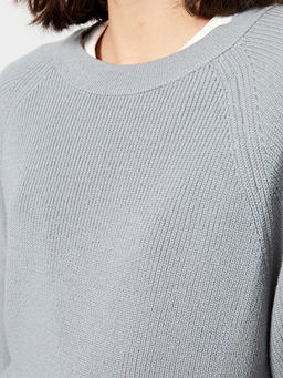 Bisiklet Yaka D?z Uzun Kollu Kad?n Triko Kazak