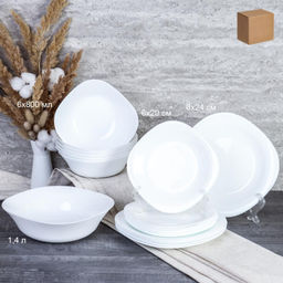 Столовый набор 19 предметов квадратный / GRAY-SQ19/8957595 (WHITE) /уп 2/