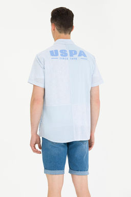 U. S. Polo Assn / Мужская синяя рубашка с коротким рукавом - U.s. polo assn фото 5