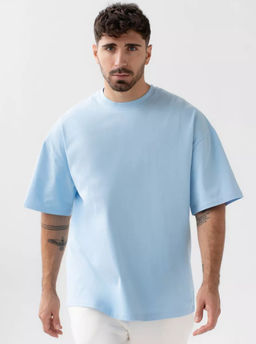 KM1862 Футболка OVER SIZE (хлопок) ГОЛУБОЙ