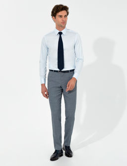 Голубая базовая рубашка зауженного кроя с длинным рукавом - Cacharel фото 10