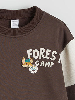 Bask?l? Erkek ?ocuk Sweatshirt