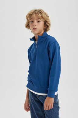 Новый свитшот стандартного кроя для мальчиков с полуводолазкой - Defacto фото 6
