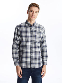 Regular Fit Uzun Kollu Ekose Gabardin Erkek G?mlek