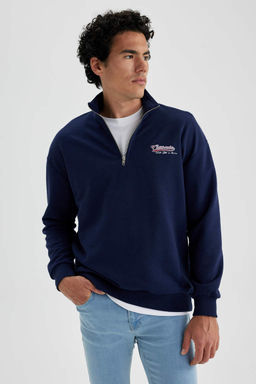 Толстовка с воротником-стойкой и принтом Comfort Fit - Defacto фото 5