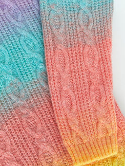 Bisiklet Yaka Renk Bloklu Uzun Kollu K?z ?ocuk Triko Kazak - Waikiki фото 3