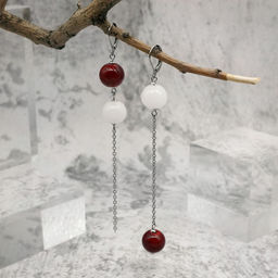 Серьги из муранского стекла LS3350/красный,белый