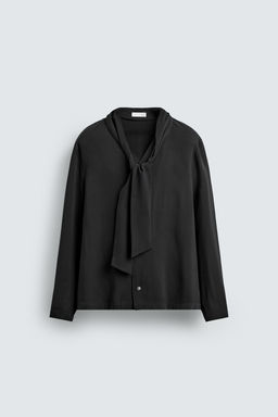 CAMISA FLUIDA LAZO / Negro - Zara фото 7