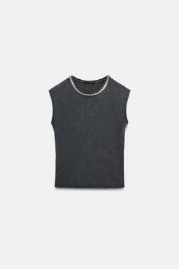 CAMISETA JOYAS EFECTO LAVADO / Gris antracita - Zara фото 6