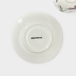 Кофейная пара Доляна Лаванда, 2 предмета: чашка 80 мл, блюдце d=11,4 см, фарфор, цвет белый  фото 5