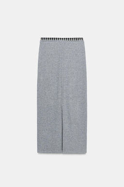 MIDI SKIRT WITH CONTRAST WAIST - Zara фото 6