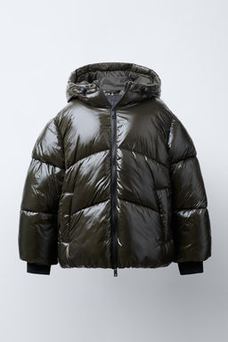 WATER-REPELLENT QUILTED COAT WITH HOODIE