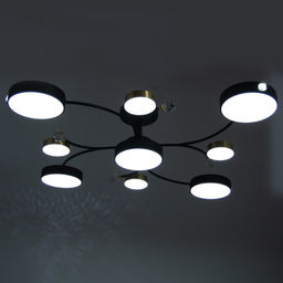 Люстра «Терра» 9хLED 168 Вт 3000-6000К черно-золотой 80×80×21 см BayerLux
