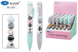 Ручка шар. автомат. "Мячи" (MC-7355) синяя, 0.7мм, объемный прозрачный корпус с фигурками внутри