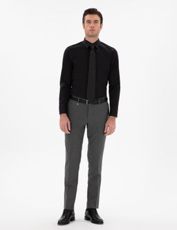 Black Slim Fit Basic рубашка с длинным рукавом - Cacharel фото 4