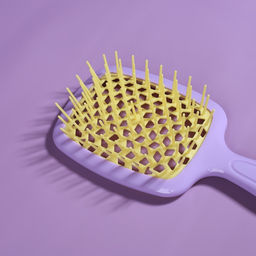 Расчёска массажная, широкая, вентилируемая, 8.5×20.5 см, сиреневая, жёлтая