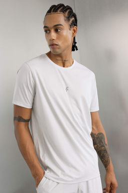 DeFactoFit Beyaz Slim Fit Dar Kesim Bisiklet Yaka Bask?l? Sporcu K?sa Kollu Tisort  фото 3